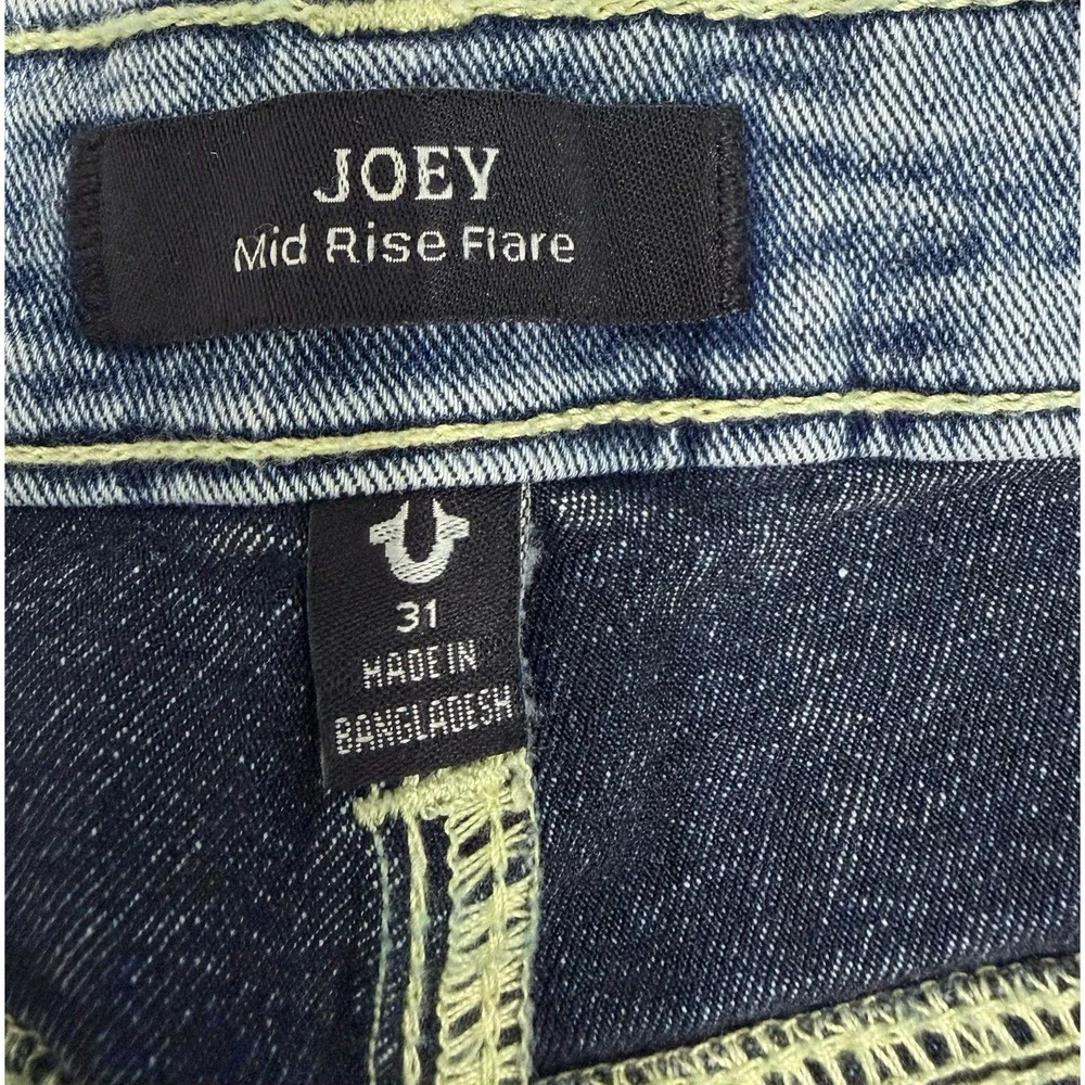 True Religion Joey Womens 31x32 Flare Flap Pkts Y2K Western Mid Rise Jeans NWT